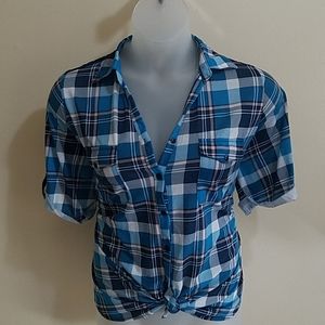 🚫SOLD!🚫 Liberty Love - Teal Plaid Cropped Top 2X